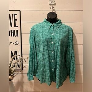 LIZ & CO green  florals blouse size 3X